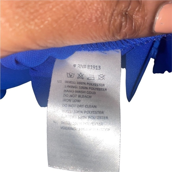 Cooper & Ella Long Sleeve Royal Blue Crossover Vneck Blouse top size m - Picture 6 of 6